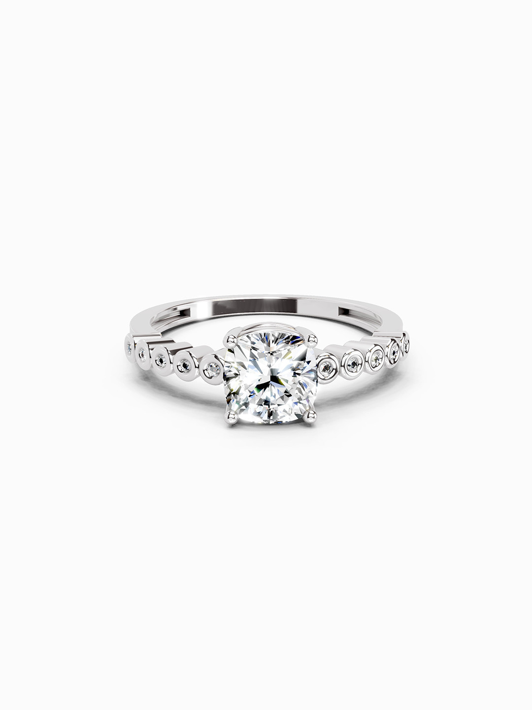 Sparkles 14K White Gold Diamond Studded Diamond Ring -1.44 g