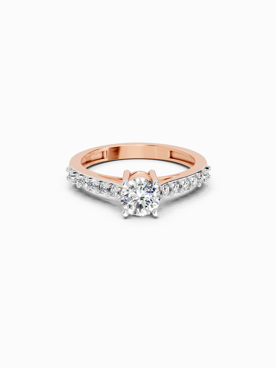 Sparkles 14K Rose Gold Lab Grown Diamond 0.75 Carat Round Shape Diamond Ring