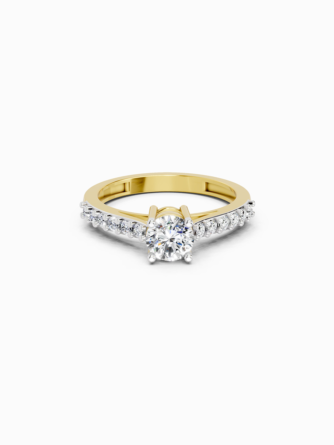 Sparkles 14K Yellow Gold Lab Grown Diamond 0.75 Carat Round Shape Diamond Ring