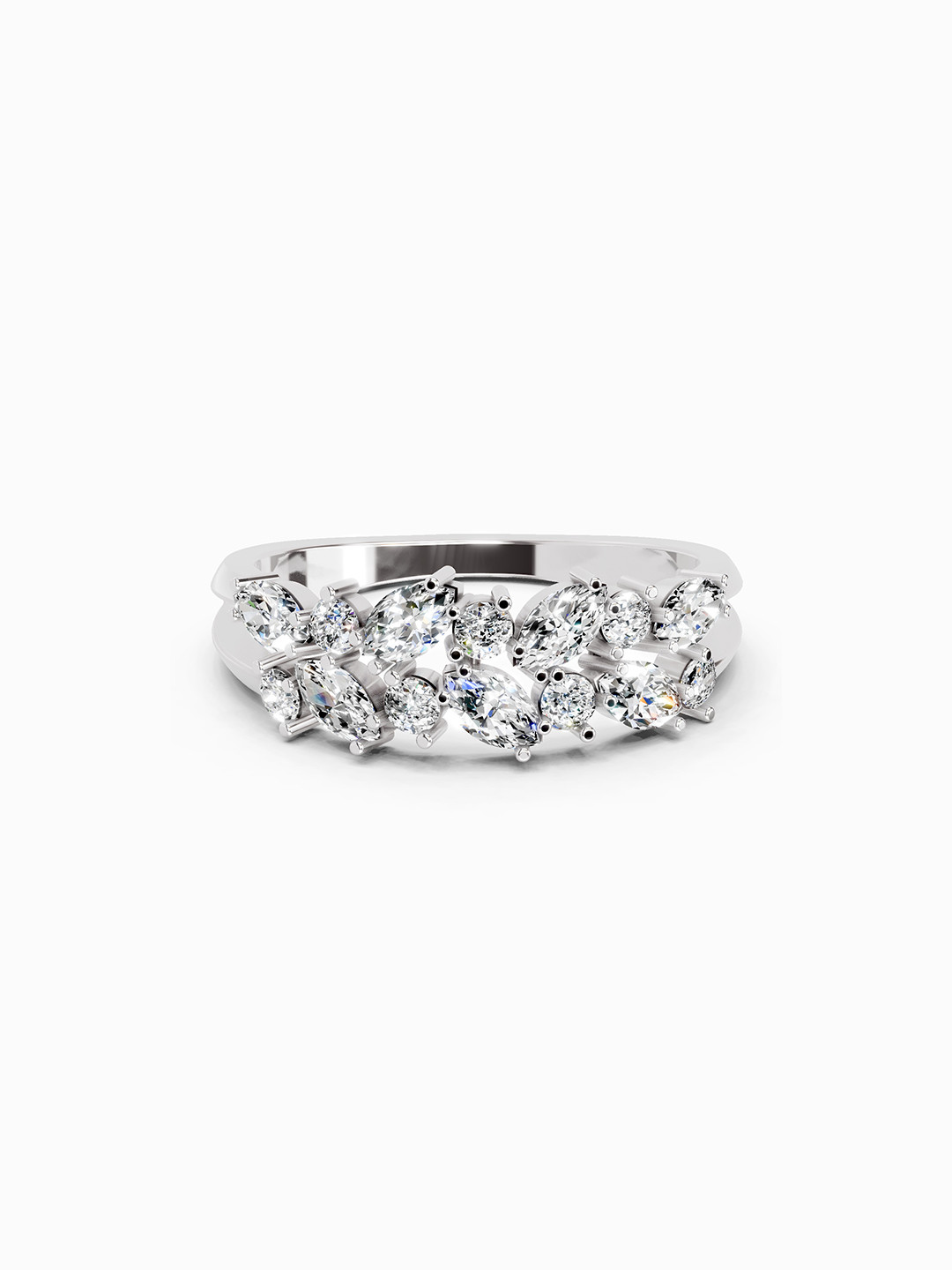 Sparkles 14K White Gold Lab Grown Diamond 0.7 Carat Marquise & Round Shape Diamond Ring
