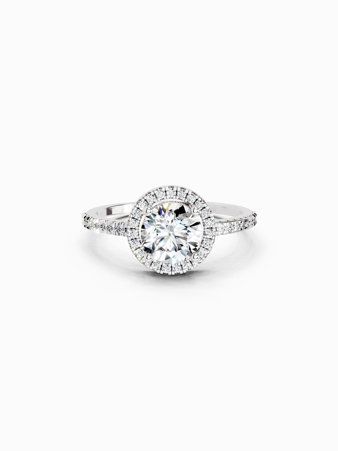 Sparkles Lab Grown Diamond 0.97 Carat IGI Certified Round Halo Engagement Ring