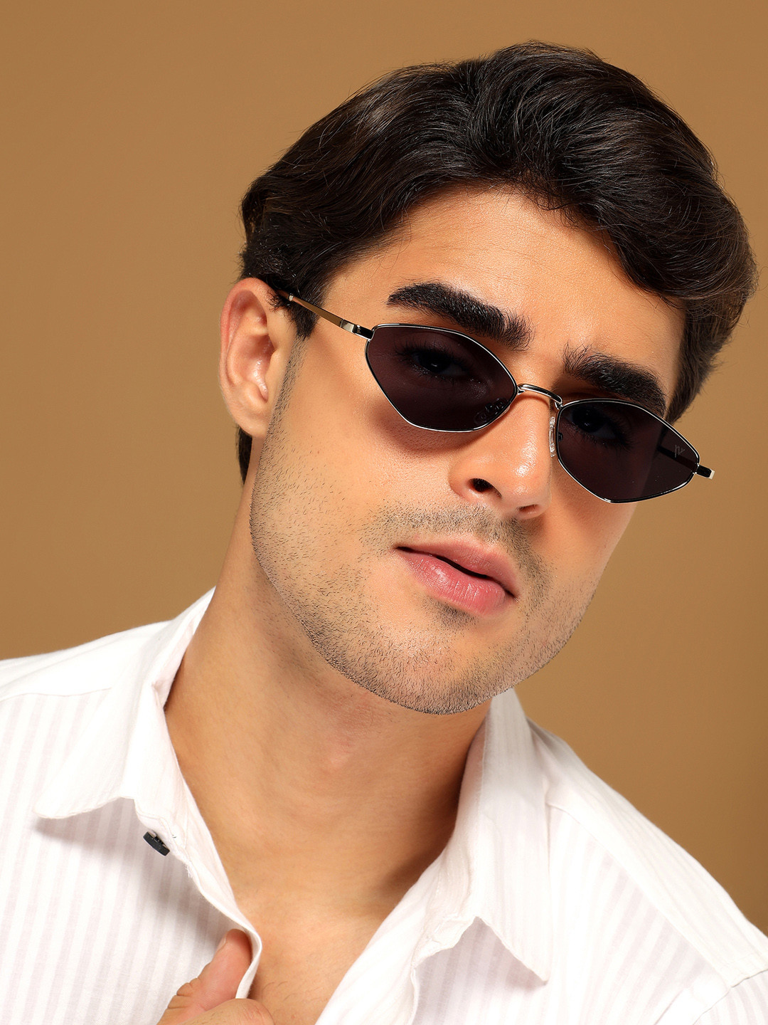 Voyage Unisex Hexagon Sunglasses Silver Frame 2314MG7133