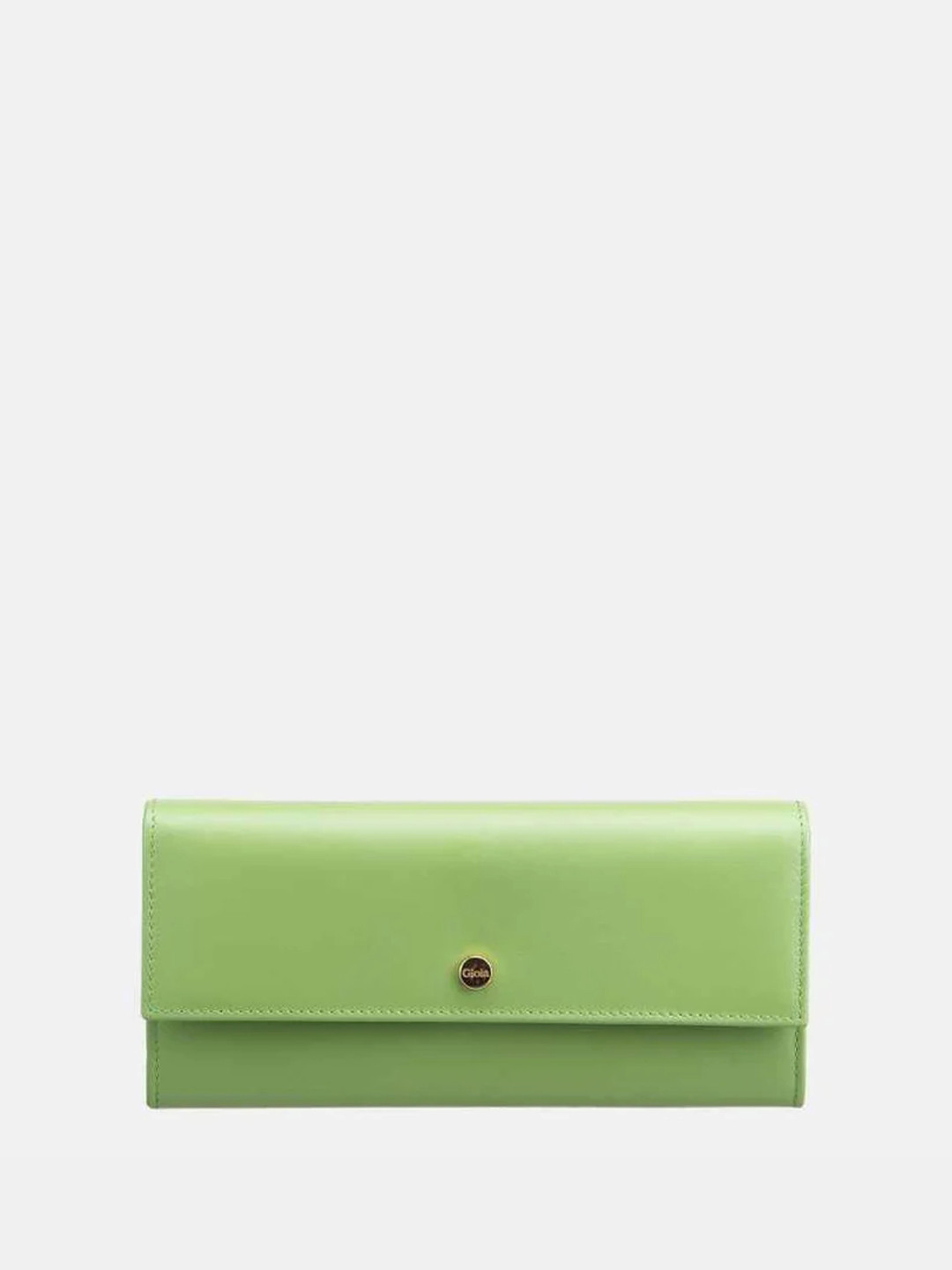 GIOIA Women Parrot Green Leather Juliet Flapover Clutch with RFID