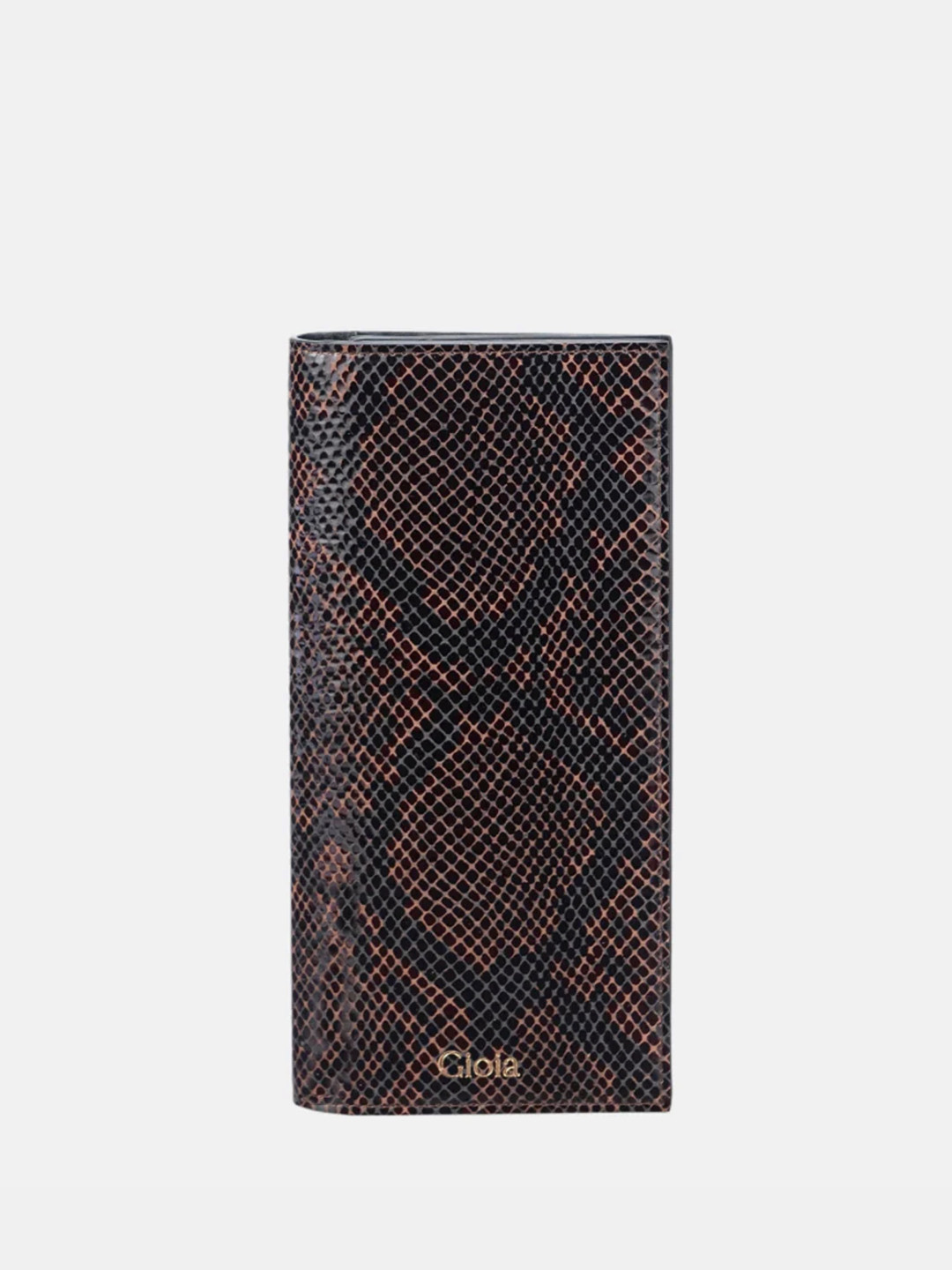 GIOIA Women Mahogany Leather Faux Python Slim Wallet