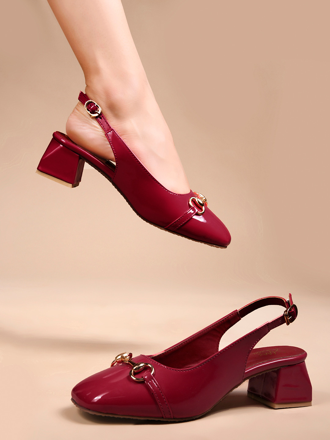 JM Looks Women Chunky Block Heel Sandal With Sling back Square Toe Heel