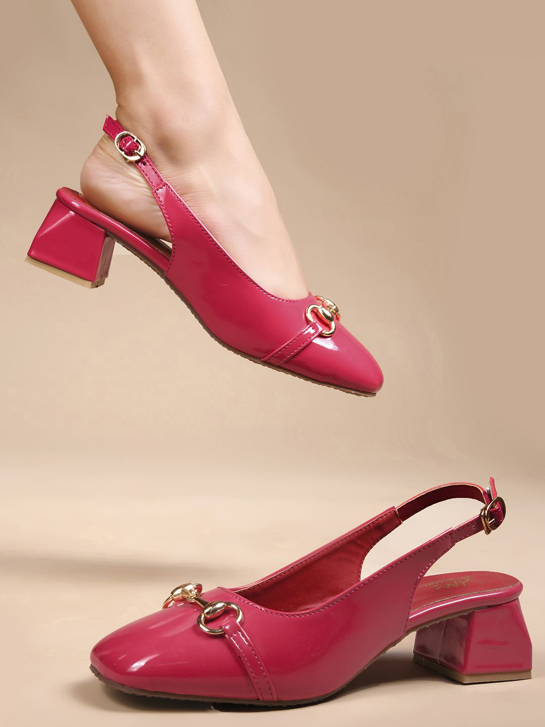 JM Looks Women Chunky Block Square Toe Heel