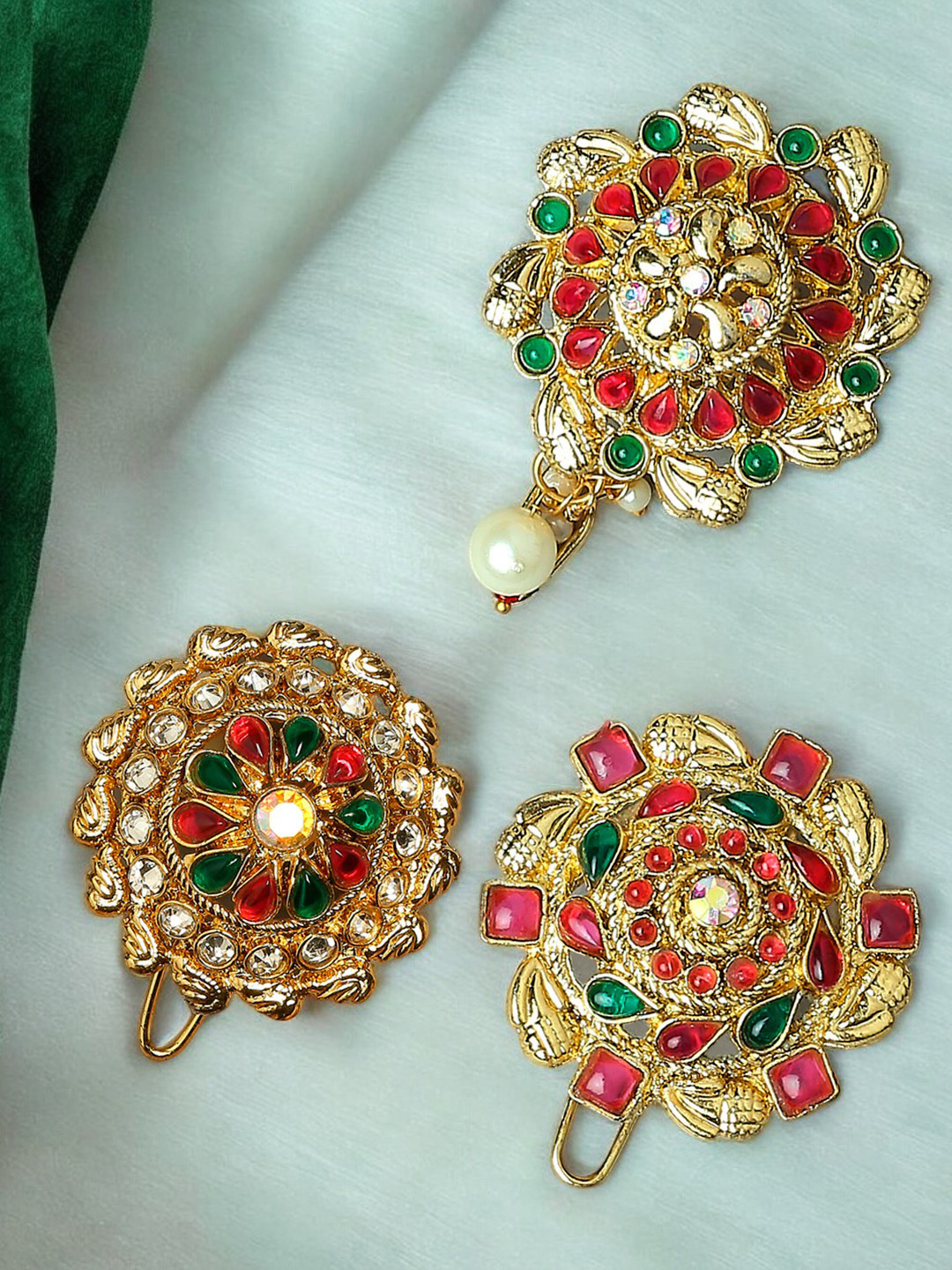 fabula Artificial Stones Studded And Beaded Bun Pin