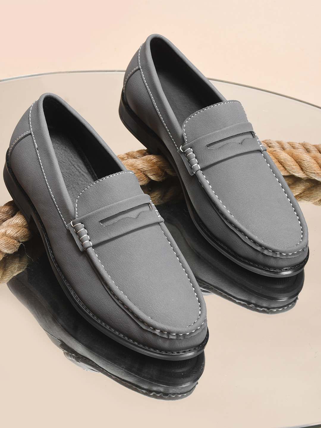 WAVE WALKER Men Round Toe Penny Loafers