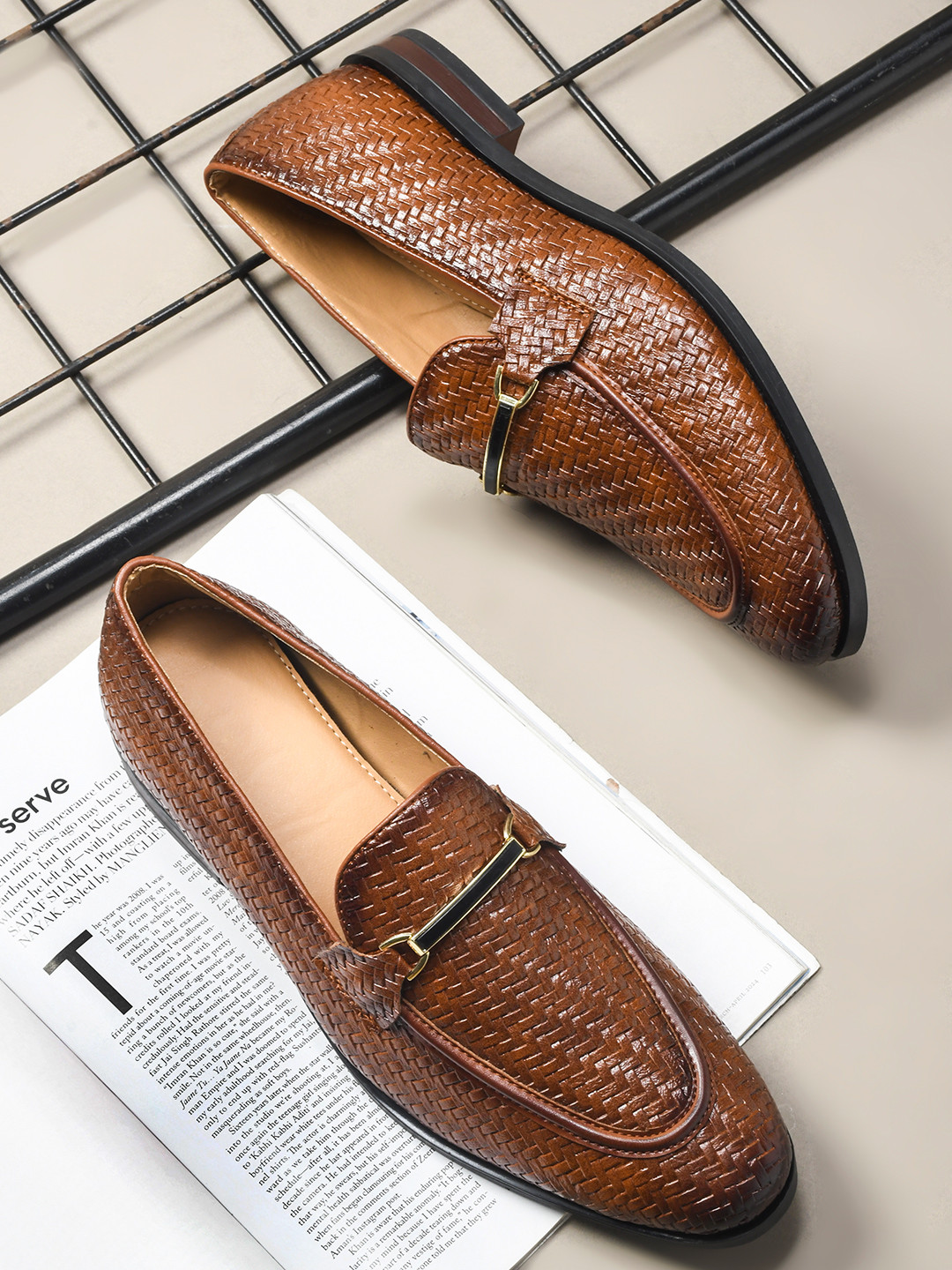 WAVE WALKER Men Woven Horsebit Loafers