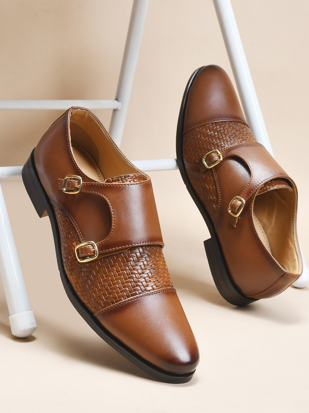 WAVE WALKER Men Textured Formal Monk Shoes Shoes