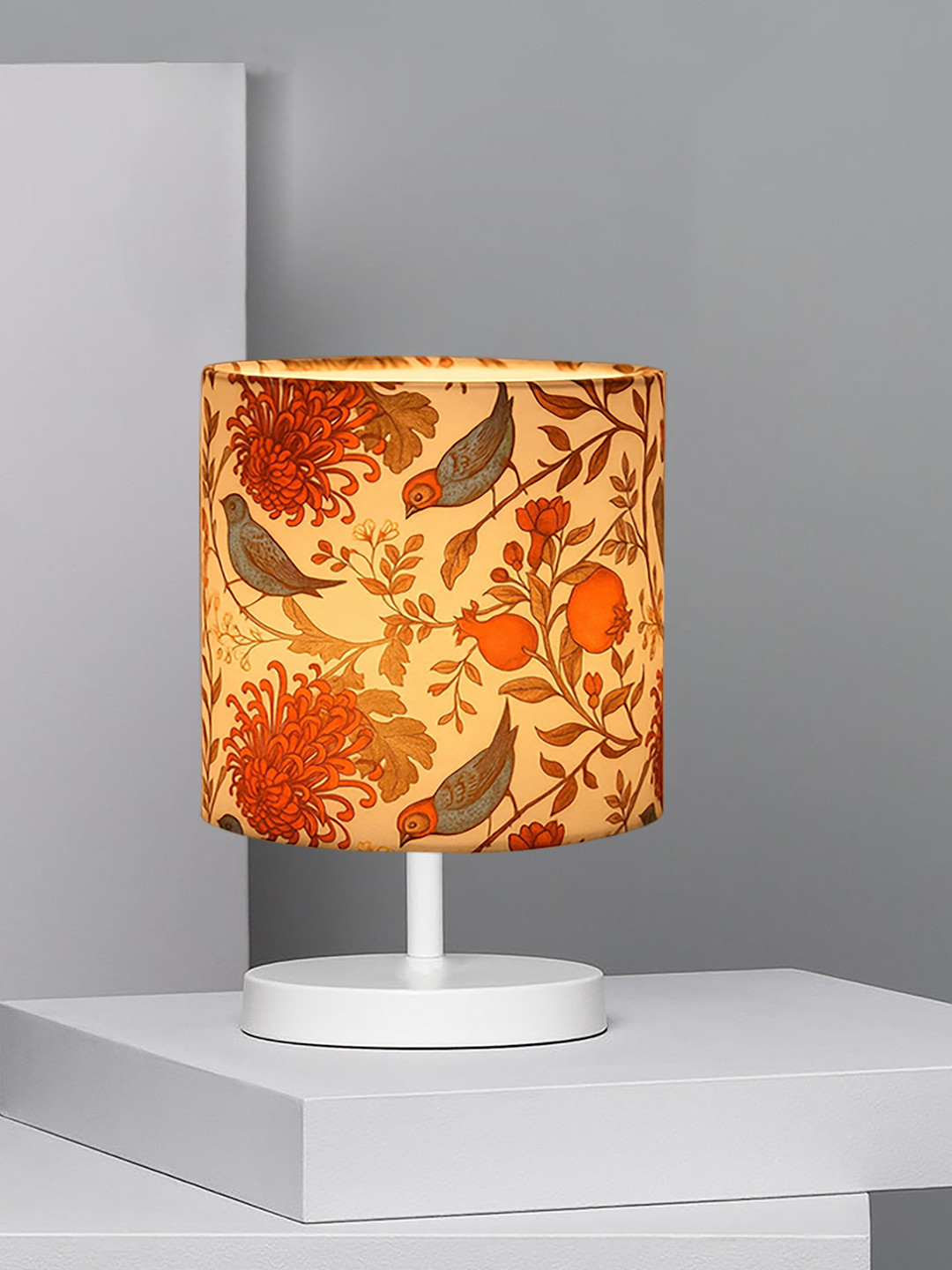 Bedside Table Lamp, LED Modern Nightstand Desk Lamp with Fabric Shade, Reading Nightstand Light Bedside Lamp for Bedroom, Living Room, Childrens Room, Office, White, Bird