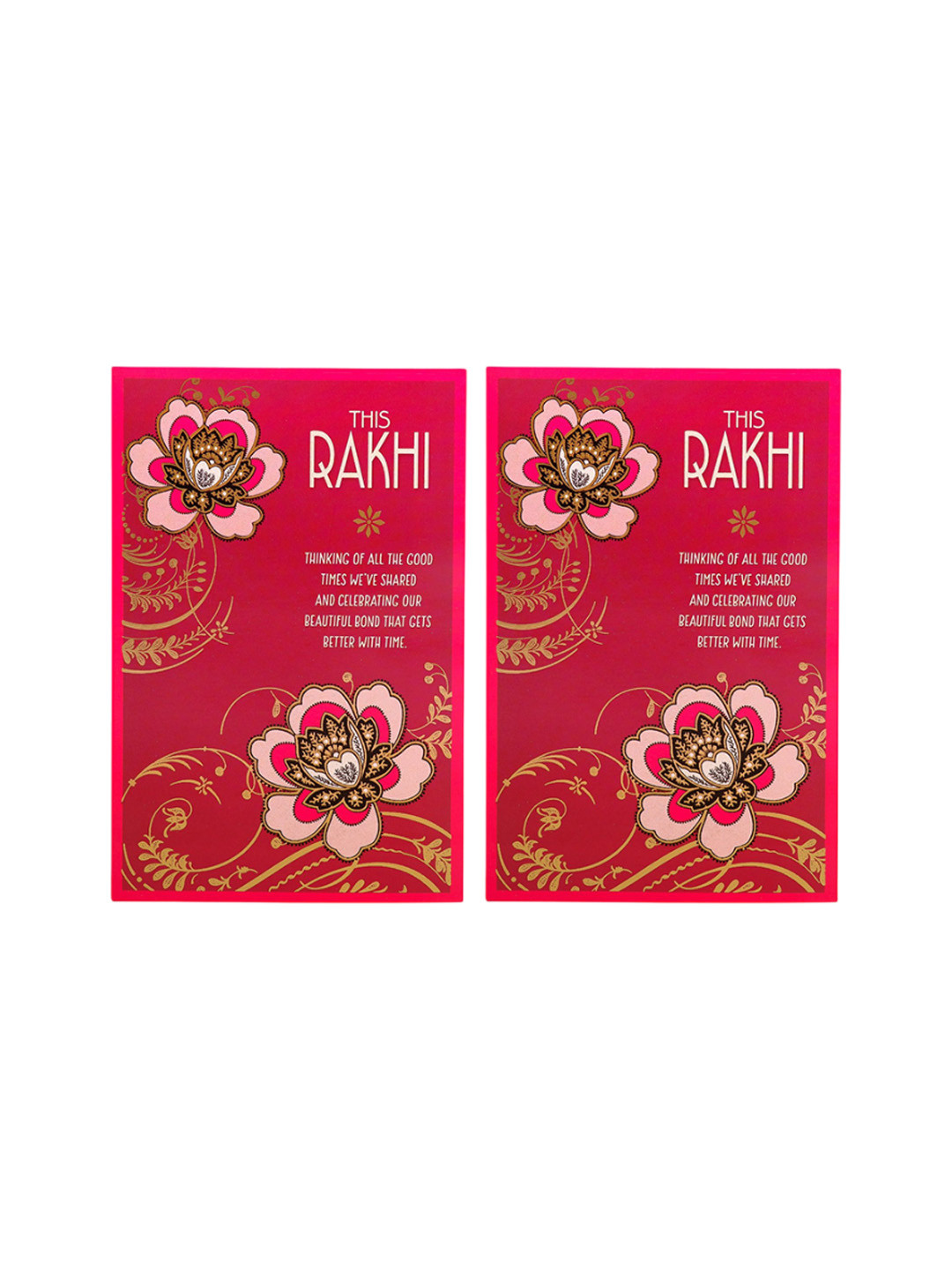 Archies Set Of 3 Stones Studded & Beaded Thread Rakhi With Greeting Cards & Roli Chawal