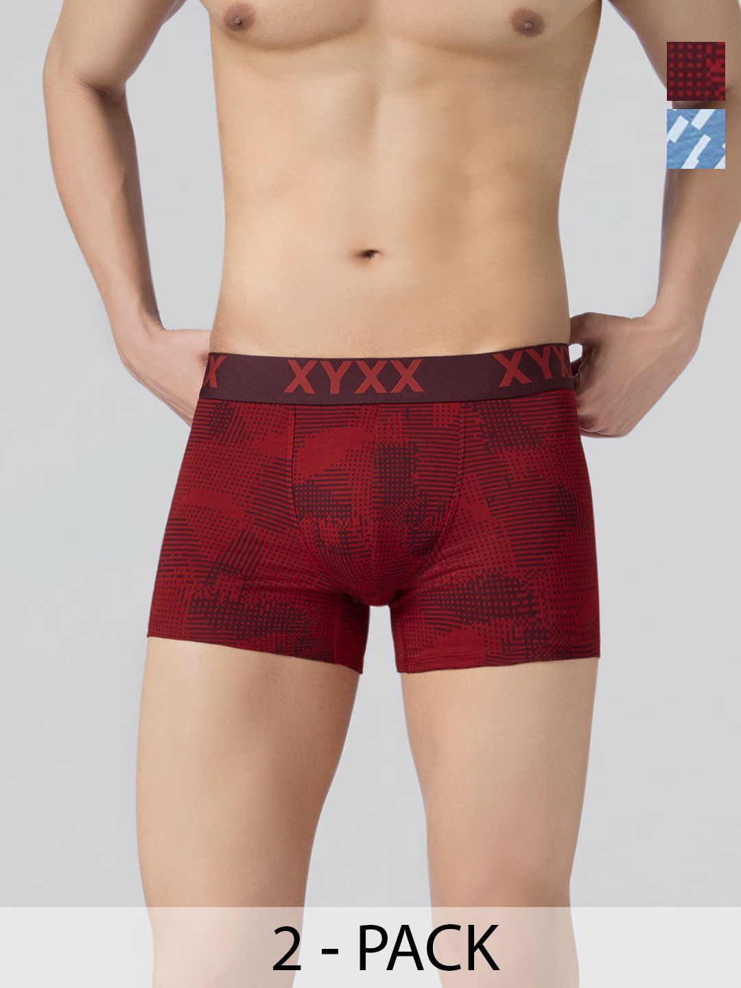 XYXX Men Pack of 2 Metrix Printed Trunk