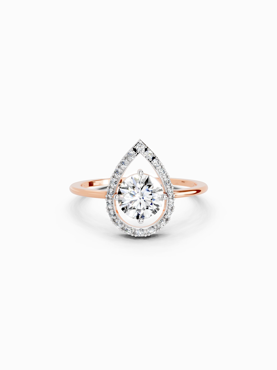 14K Rose Gold Lab Grown Diamond 0.7 Carat Halo Diamond Ring