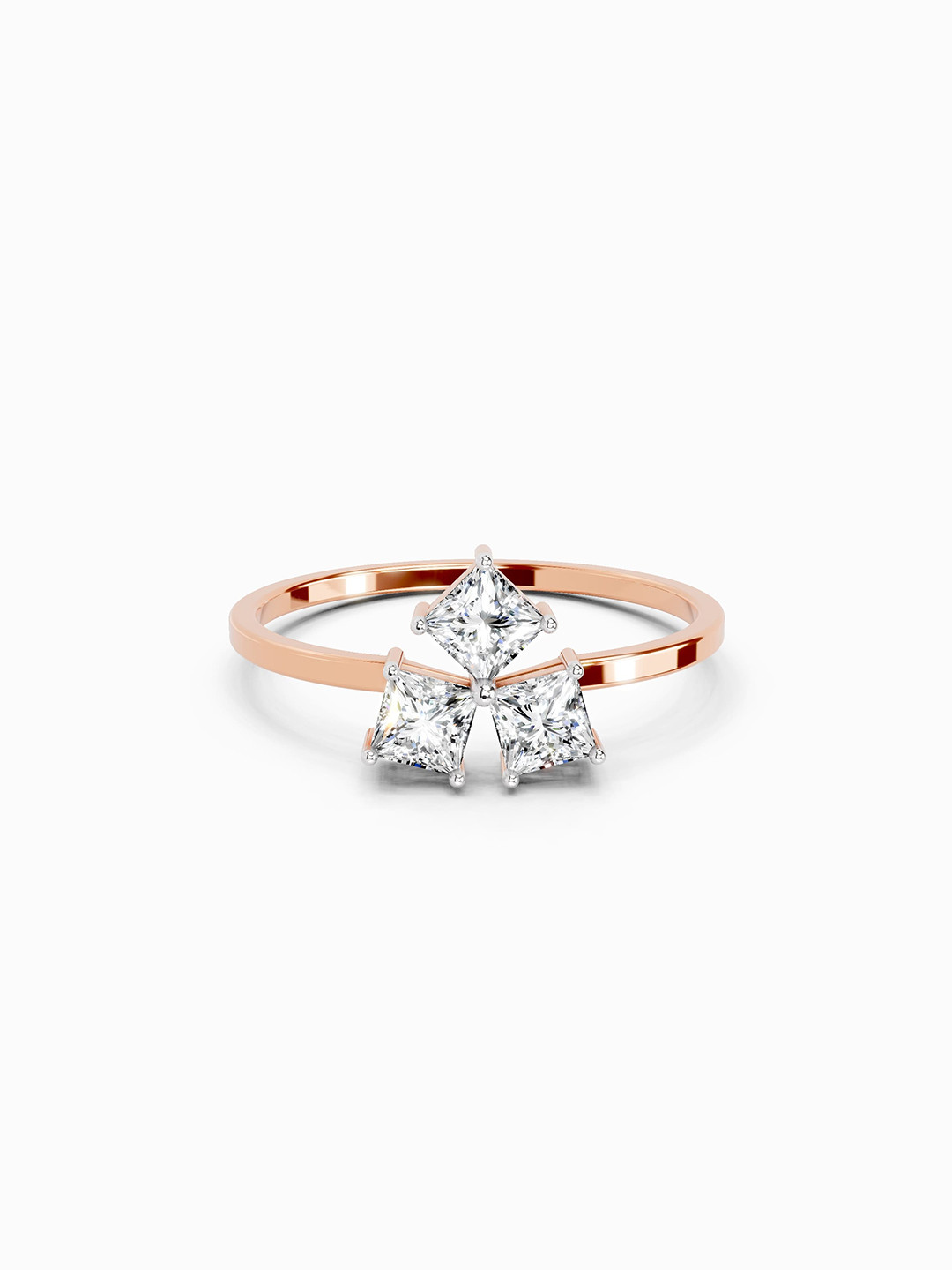 14K Rose Gold Lab Grown Diamond 0.45 Carat Princess Shape Diamond Ring