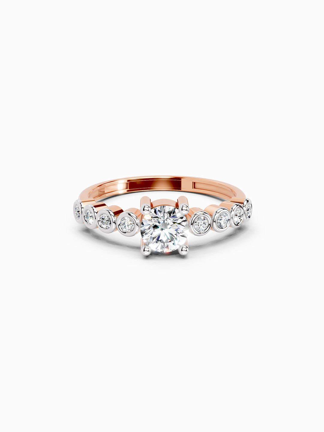 Sparkles 14K Rose Gold Lab Grown Diamond 0.55 Carat Round Shape Diamond Ring