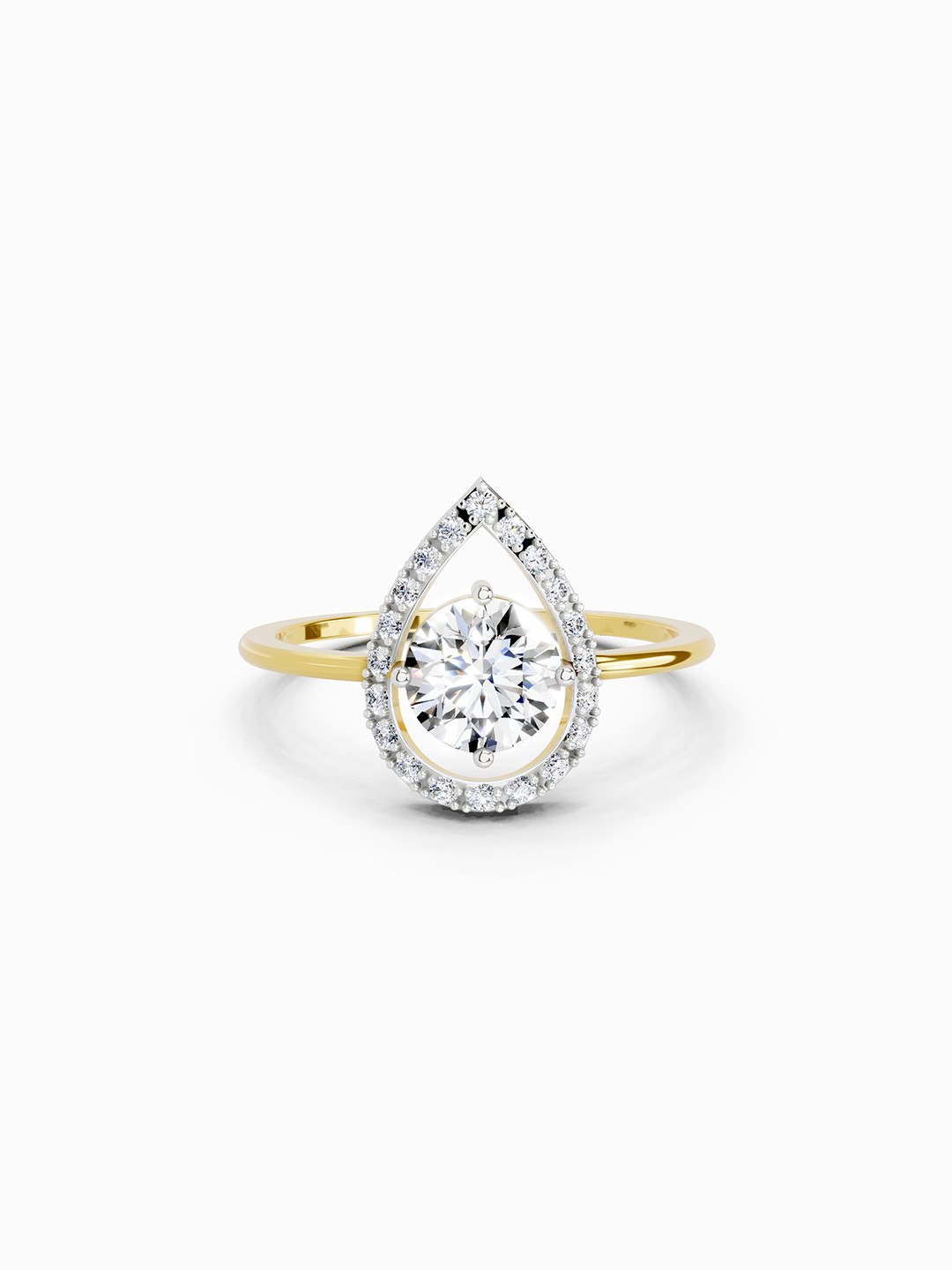Sparkles 14K Yellow Gold Lab Grown Diamond 0.7 Carat Halo Diamond Ring