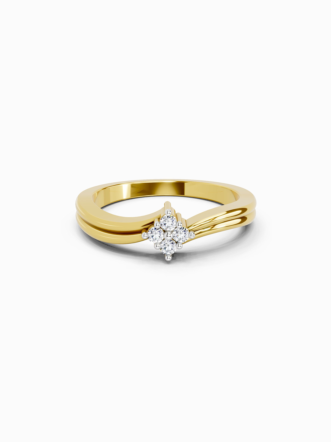 Sparkles 14K Yellow Gold Lab Grown Diamond 0.08 Carat Round Shape Diamond Ring