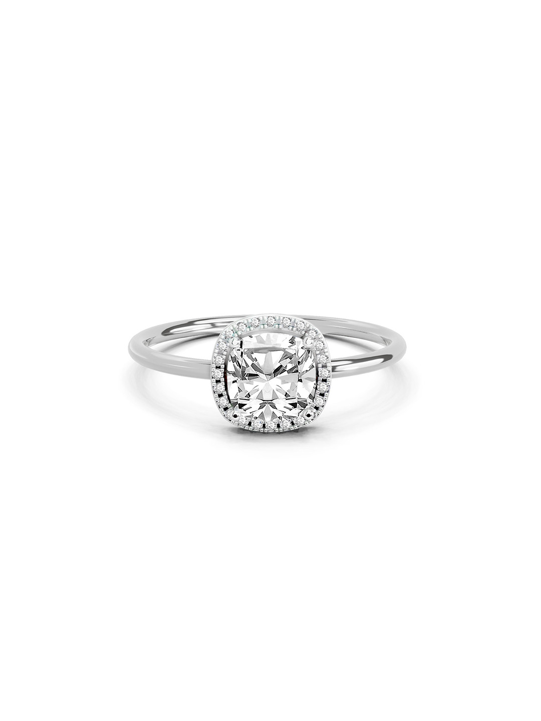 Sparkles 14K White Gold Lab Grown Diamond 1.37 Carat Cushion & Round Shape Diamond Ring