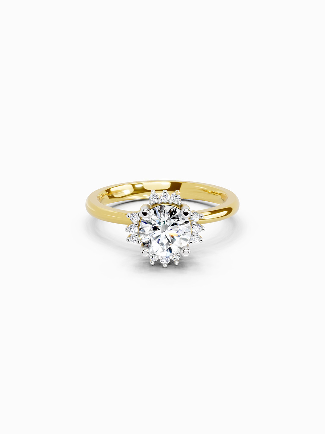 Sparkles 14K Yellow Gold Lab Grown Diamond 0.86 Carat Round Shape Diamond Ring