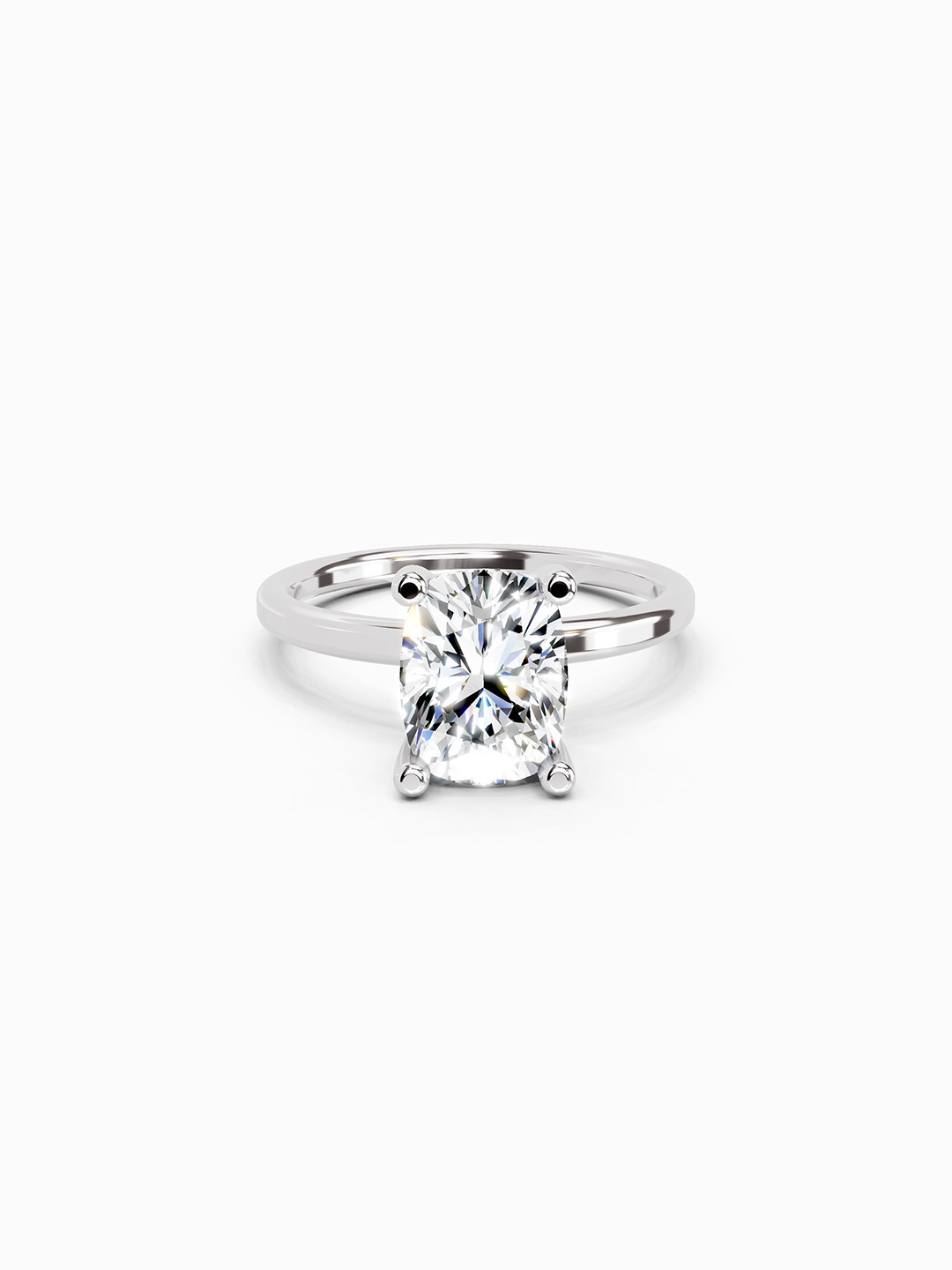 Sparkles 14K White Gold Lab Grown Diamond 2.13 Carat Cushion Shape Diamond Ring