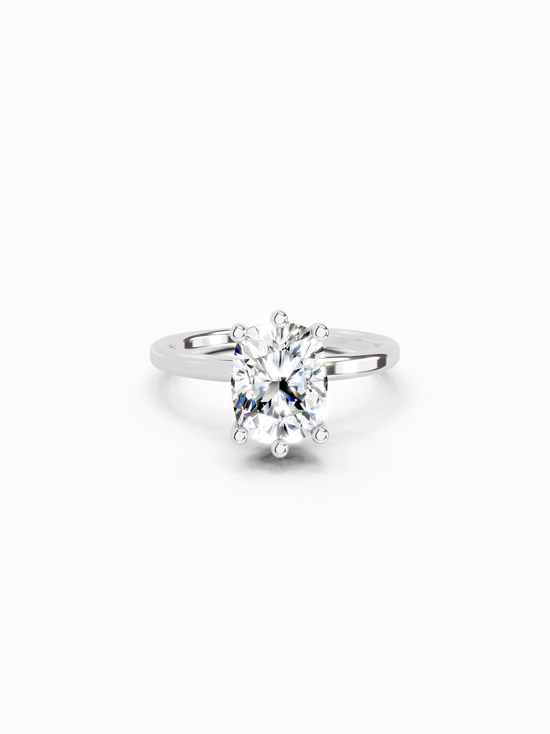 Sparkles 14K White Gold Lab Grown Diamond 2.06 Carat Cushion Shape Diamond Ring