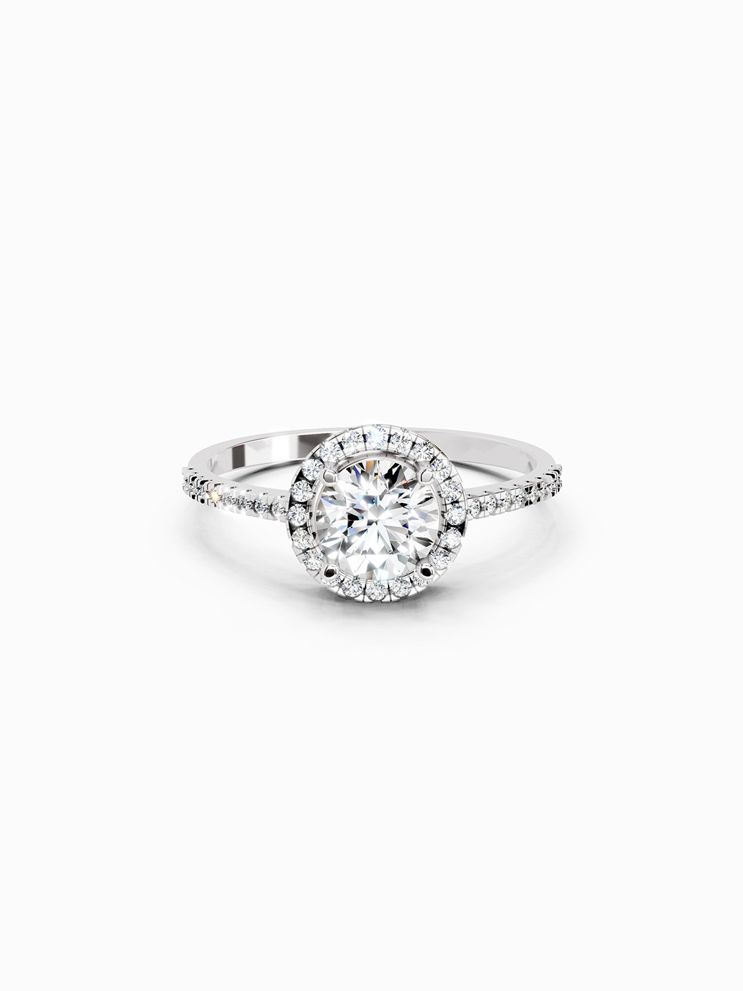 14K White Gold Lab Grown Diamond 0.93 Carat Round Shape Diamond Ring