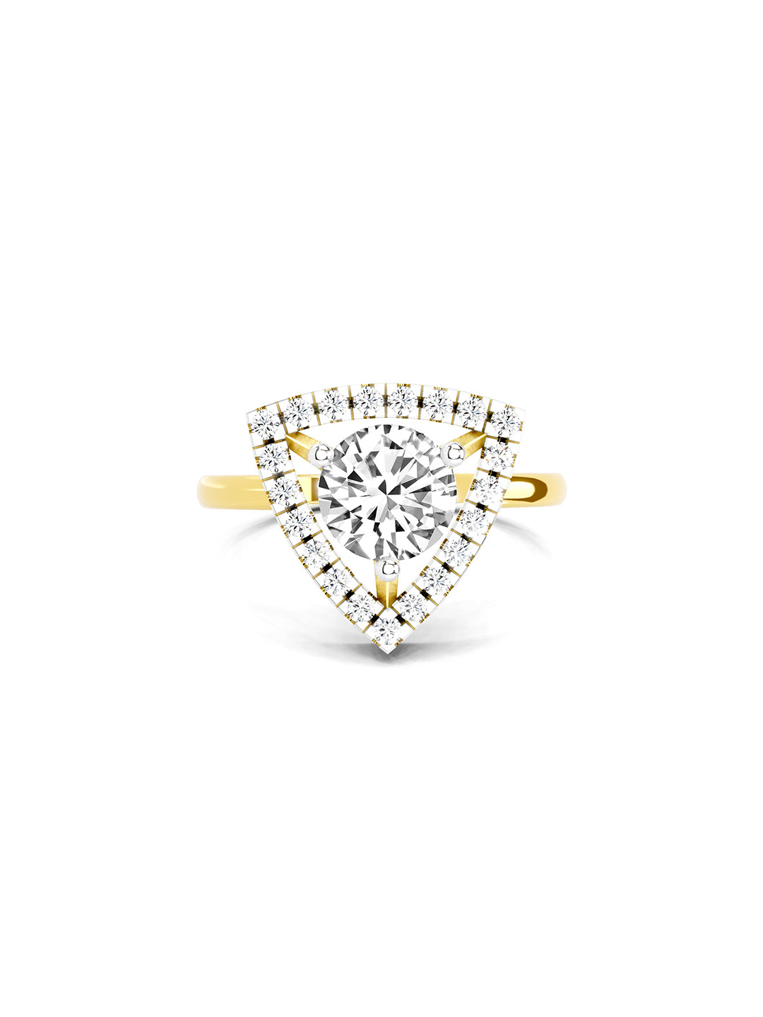 Sparkles 14K Yellow Gold Lab Grown Diamond 1.34 Carat Round Shape Diamond Ring