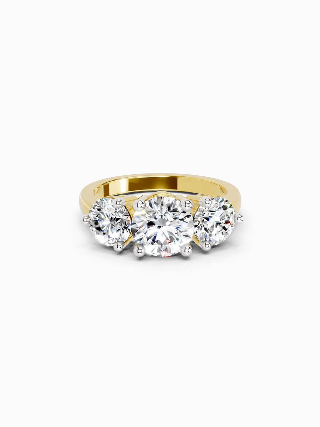 Sparkles 14K Yellow Gold Lab Grown Diamond 2 Carat Round Shape Diamond Ring