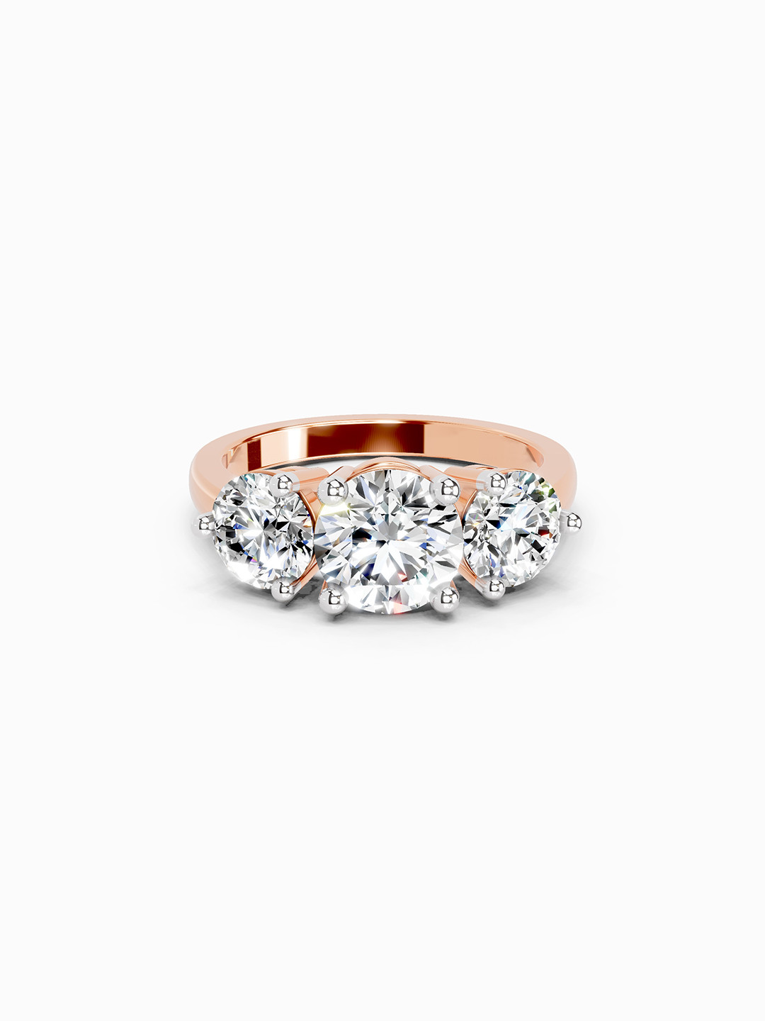 Sparkles 14K Rose Gold Lab Grown Diamond 2 Carat Round Shape Diamond Ring