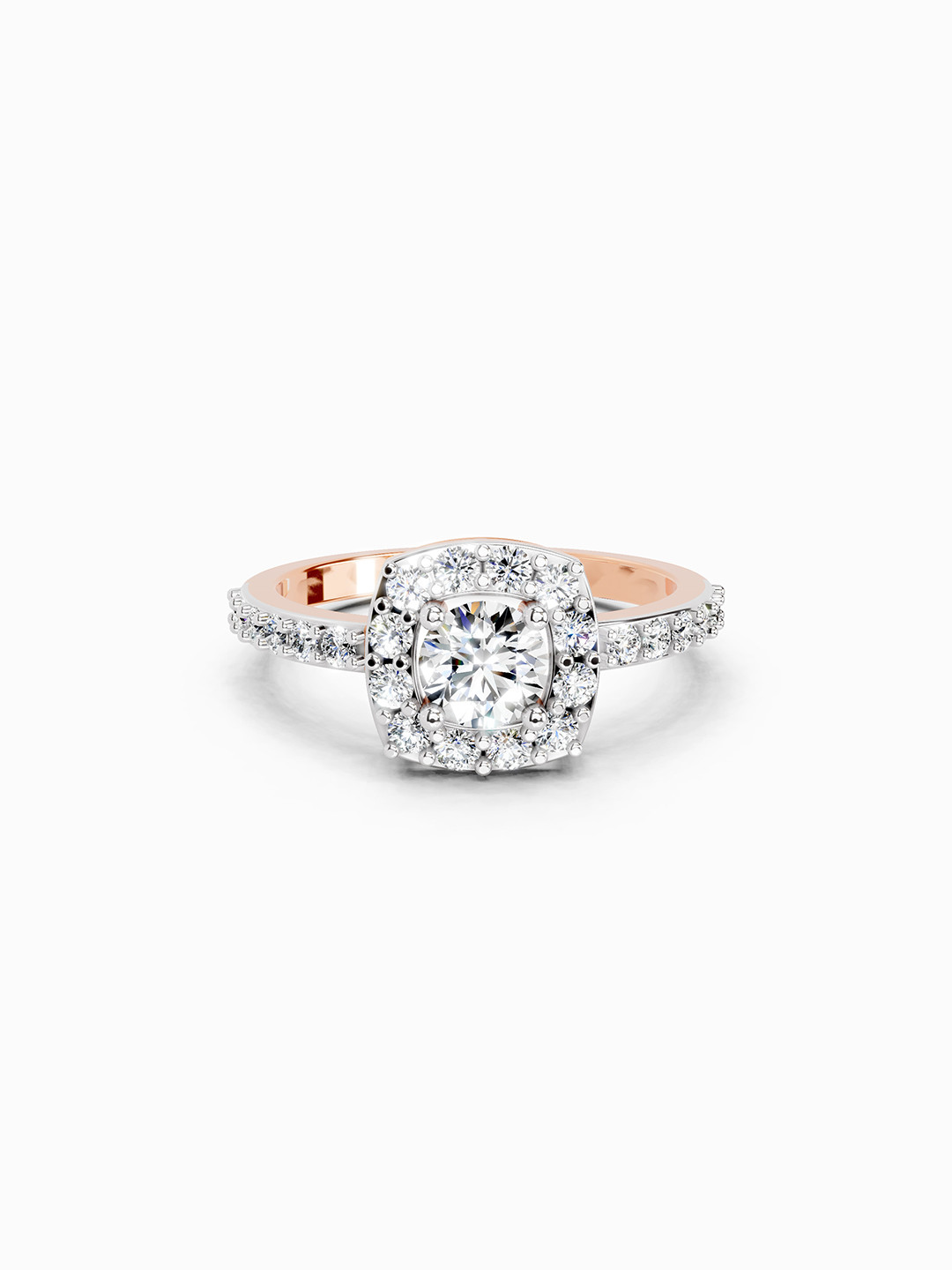 Sparkles 14K Rose Gold Lab Grown Diamond 1 Carat Round Shape Diamond Ring