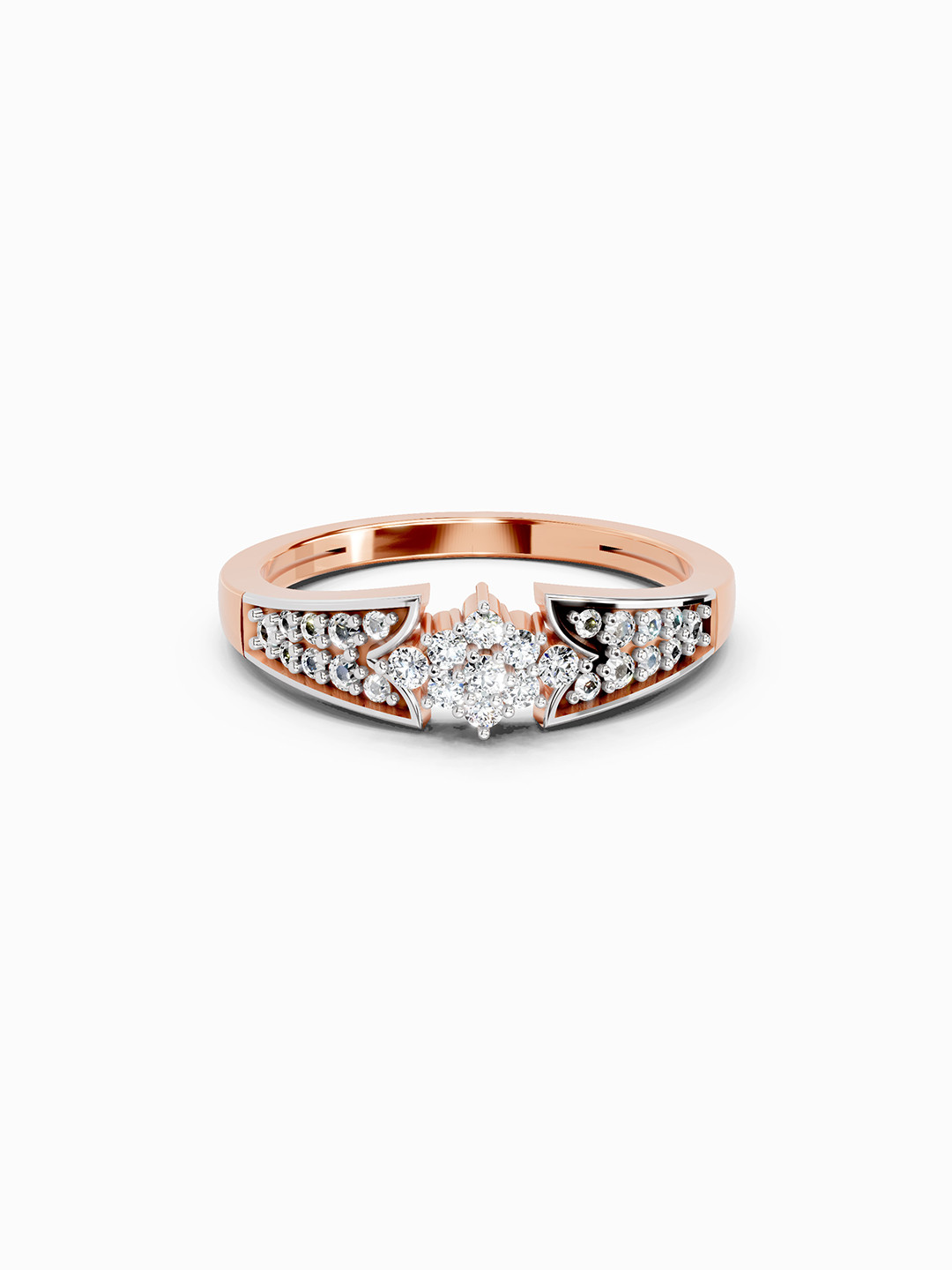 Sparkles 14K Rose Gold Lab Grown Diamond 0.21 Carat Round Shape Diamond Ring