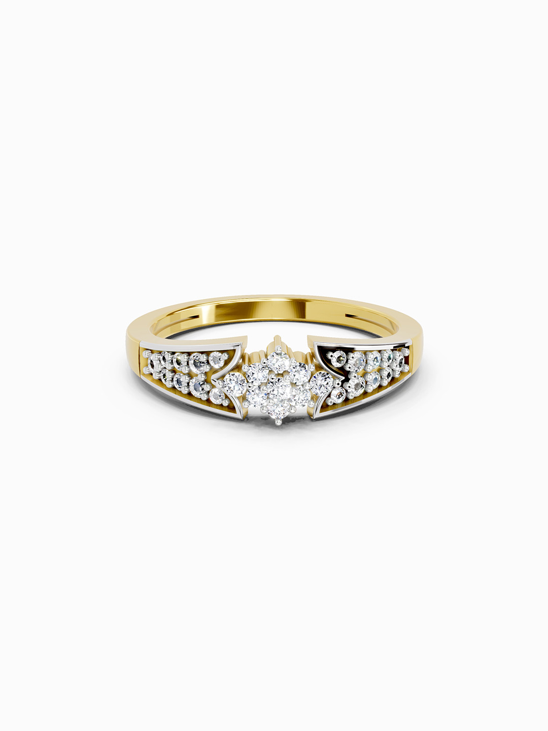 Sparkles 14K Yellow Gold Lab Grown Diamond 0.21 Carat Round Shape Diamond Ring
