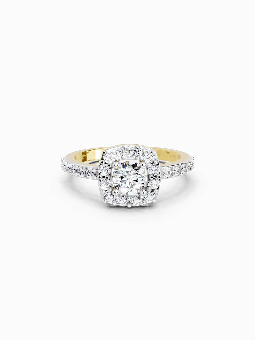 Sparkles 14K Yellow Gold Lab Grown Diamond 1 Carat Round Shape Diamond Ring