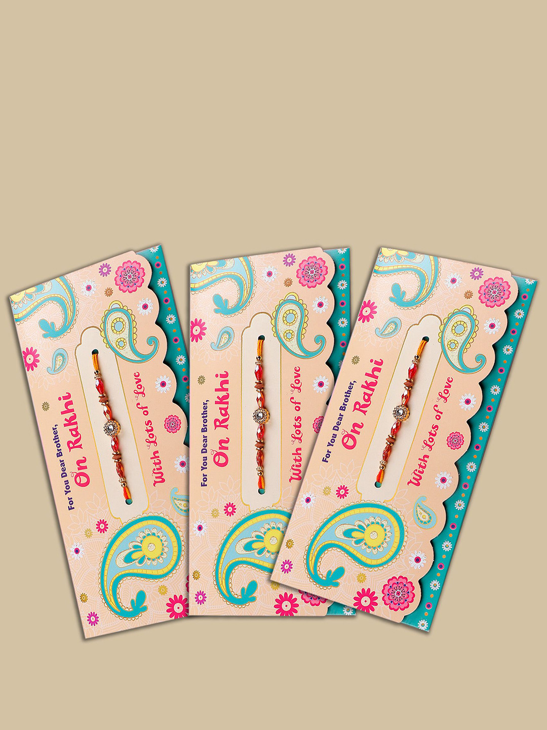 Archies Set Of 3 Rakhis With Mailer & Roli Chawal