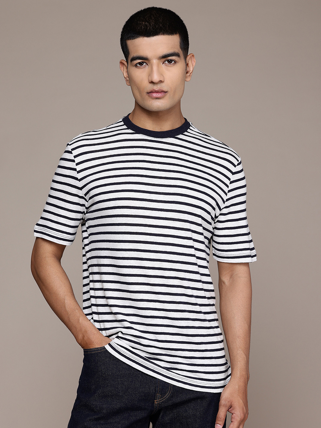 MANGO MAN Nautical Striped T-shirt