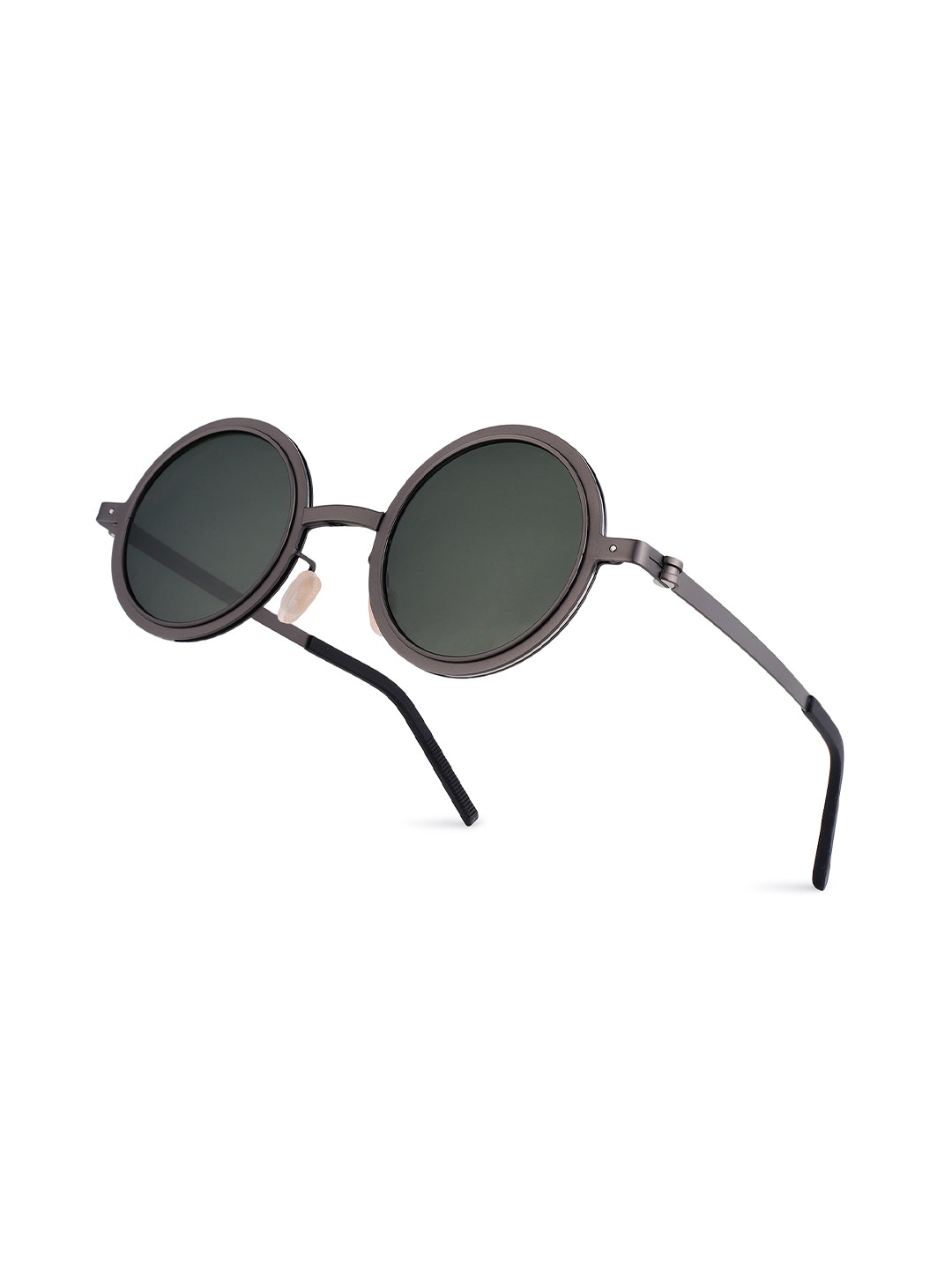 HASHTAG EYEWEAR Unisex Grey Lens & Black Round Sunglasses with