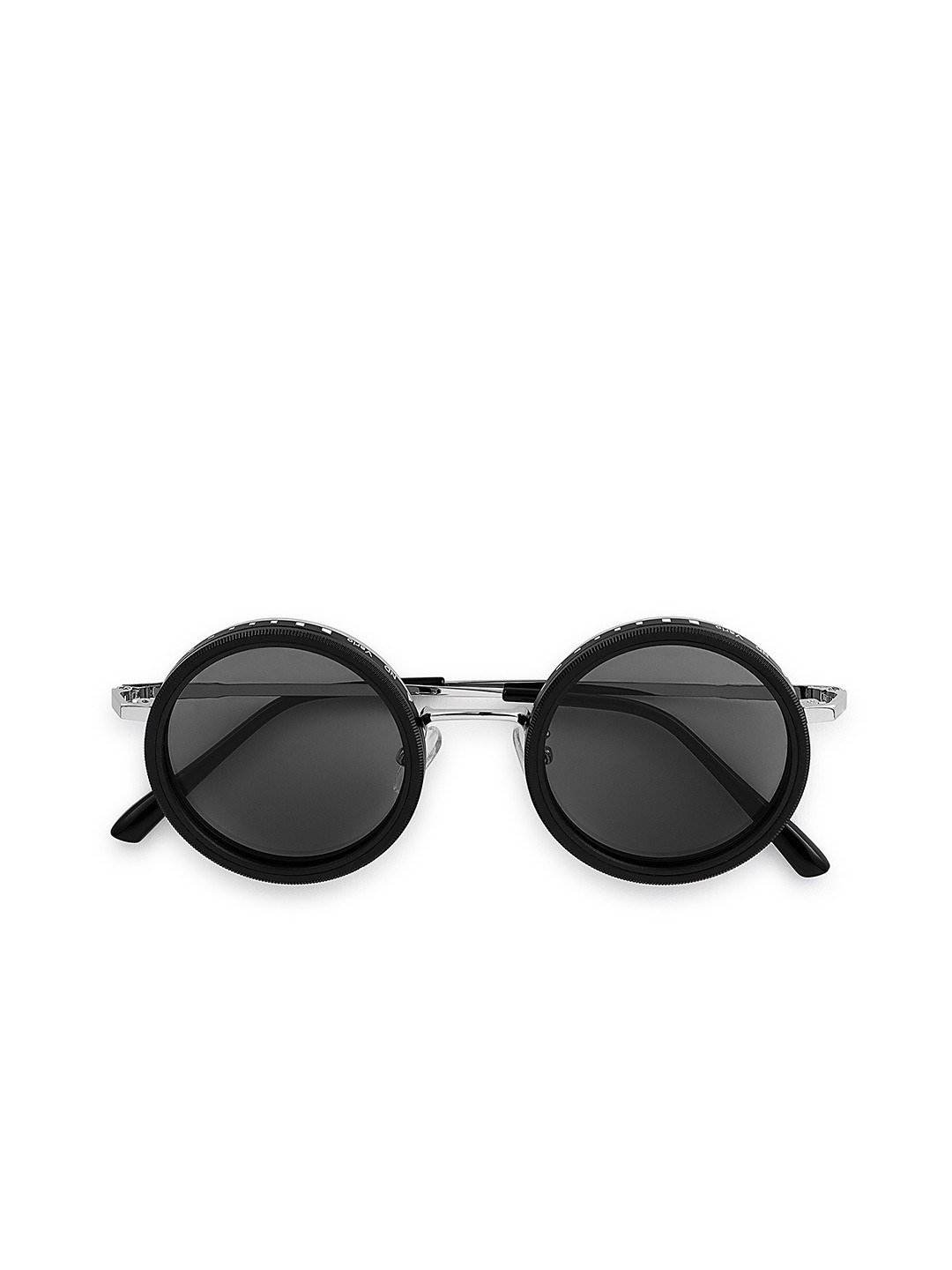 HASHTAG EYEWEAR Unisex Black Lens & Silver-Toned Round Sunglasses with