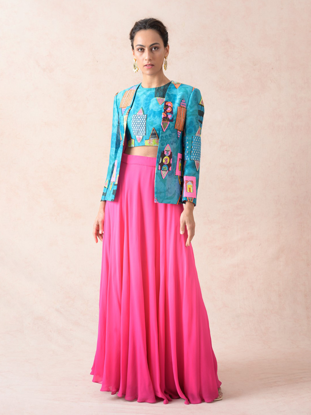 THETAA Printed Silk Ready to Wear Lehenga With Blouse And Jacket