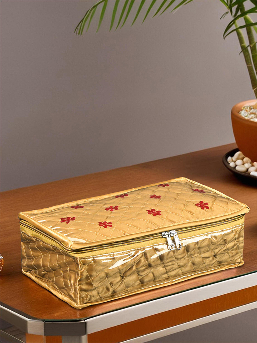 Kuber Industries Self Design Wardrobe Jewellery Organiser With 5 Pouch and 1 Bangle Roll