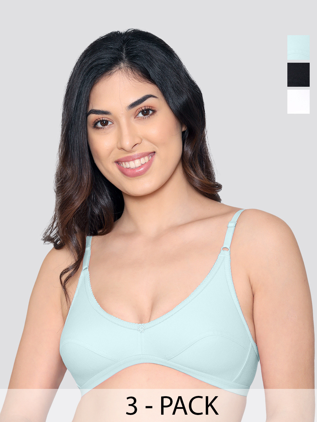 Kalyani Vidhi Pack Of 3 Women Full Coverage Non-Padded Non-Wired Everyday Bra