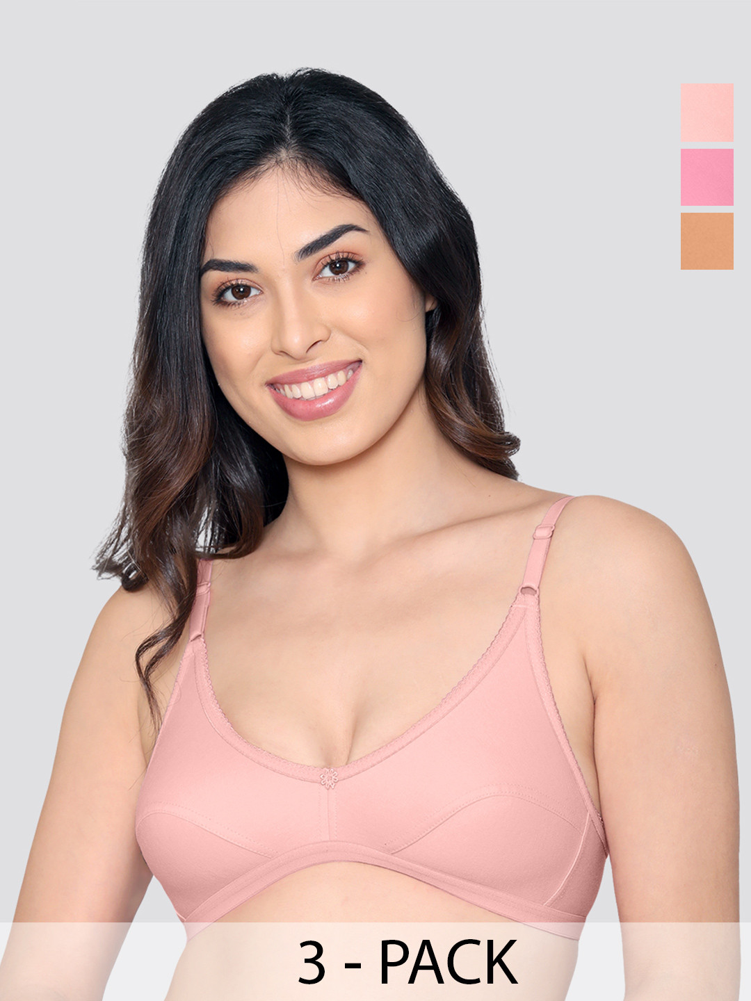 Kalyani Vidhi Pack Of 3 Women Full Coverage Non-Padded Non-Wired Everyday Bra