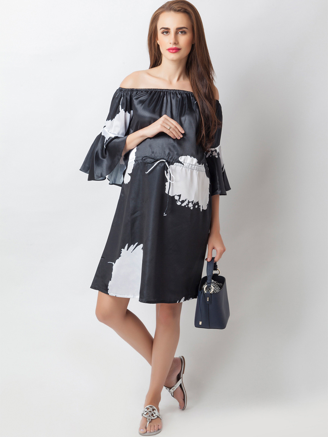 Blush 9 Maternity Printed Satin Maternity Fit & Flare Dress