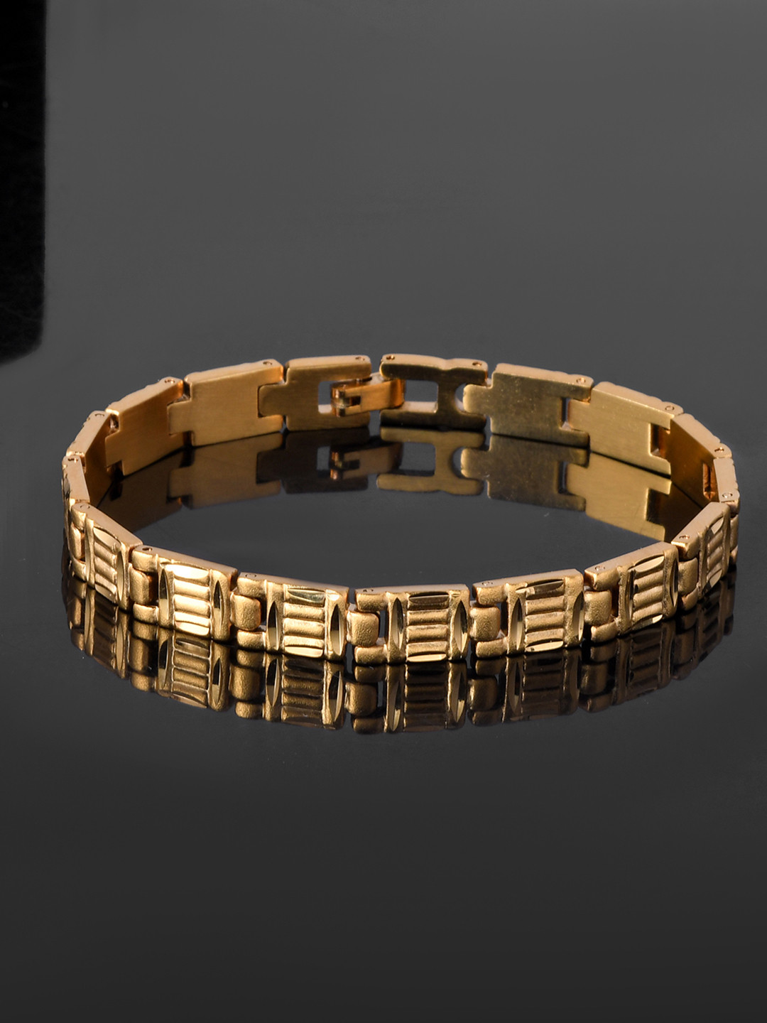 Voylla Signature Matrix Men Gold-Plated Link Bracelet