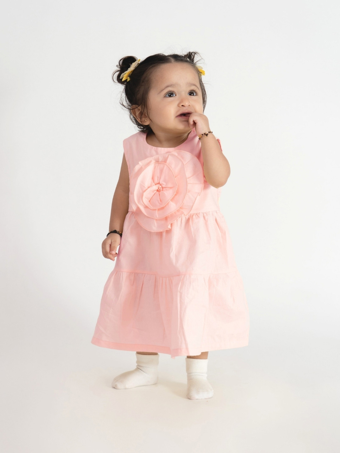 haus & kinder Baby Girl Pink Cotton Rose Frock