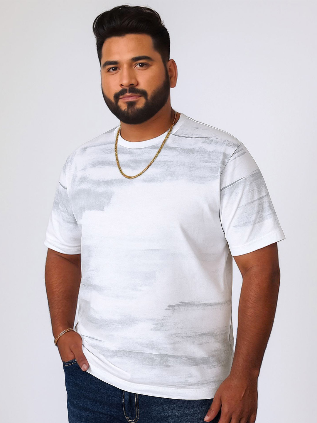 Maniac Men Spray Printed Cotton Oversized T-shirt