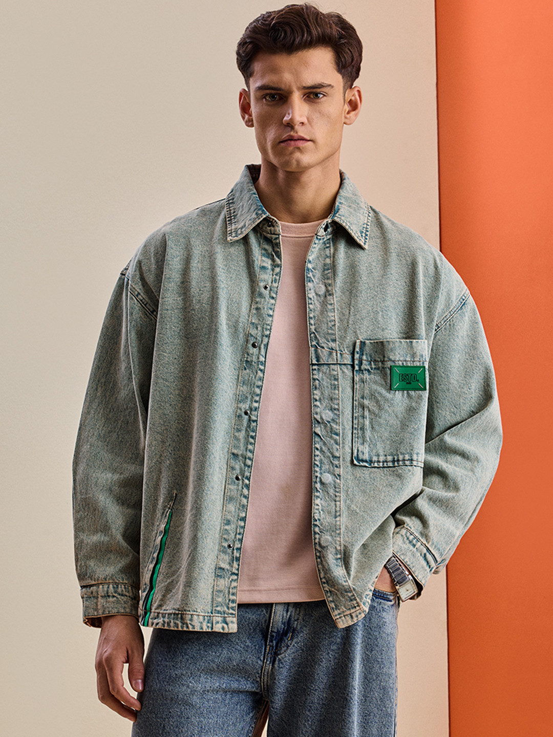 Snitch Men Relaxed Fit Snitch Cotton Shirt