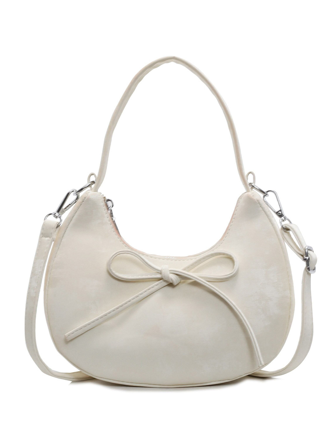 Outzidr Women Half Moon Handheld Bag With Bow Detail