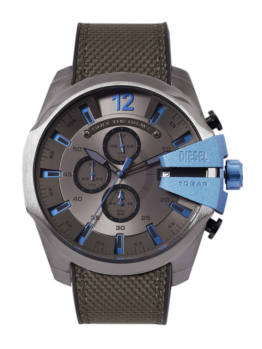 DIESEL Men MEGA CHIEF Patterned Dial & Textured Straps Analogue Chronograph Watch DZ4500I