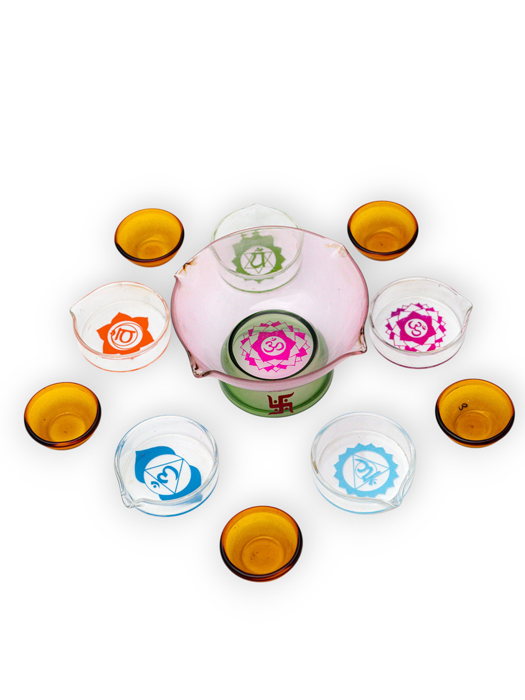 Myntra Elegant Homes 11-Pcs Brown & Blue Printed Diyas